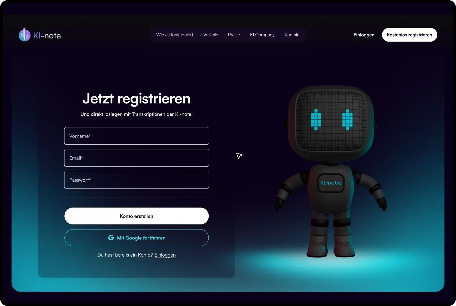 Screenshot Schritt 1: Kostenlos registrieren